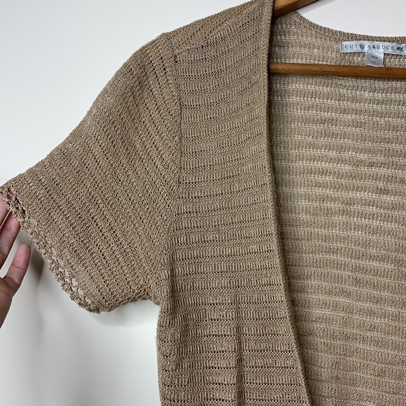 Cutter & Buck || Short Sleeve Sheer Loose Knit 3 Button Ribbon Belt Cardigan M - Picture 9 of 17